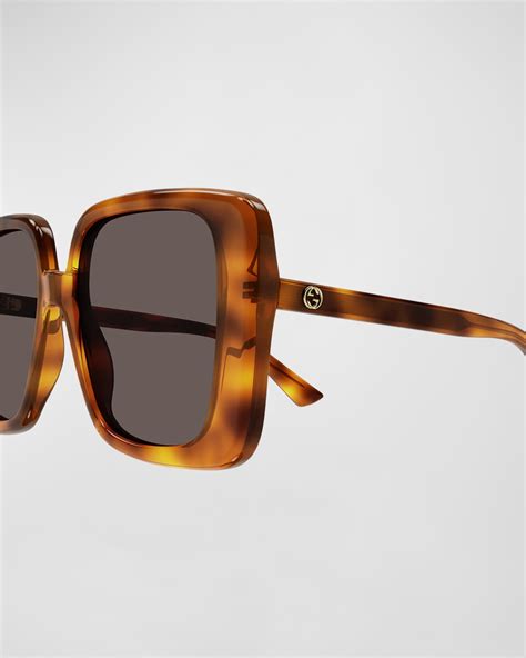 gucci oversized havana acetate sunglasses brown|Gucci 59mm square sunglasses.